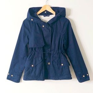 Zara ZaraBasics Navy Cotton Hooded Utility Sports Jacket Lightweight Gold Size S